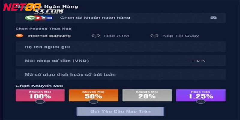 Hình thức rút thưởng bằng ngân hàng luôn được lựa chọn tại Net88